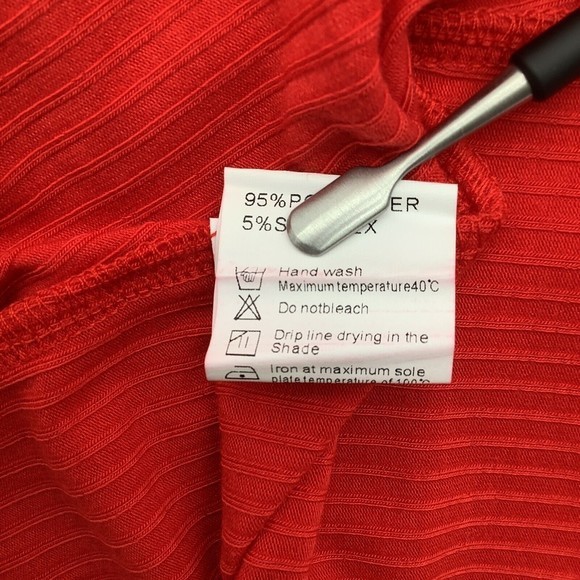 URRU Mens Ribbed‎ Textured Short Sleeve Polo Red Size Large - Picture 7 of 7